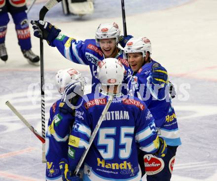 EBEL. Eishockey Bundesligal. EC VSV gegen UPC Vienna Capitals. Torjubel (VSV). Villach, am 14.9.2012.
Foto: Kuess 


---
pressefotos, pressefotografie, kuess, qs, qspictures, sport, bild, bilder, bilddatenbank