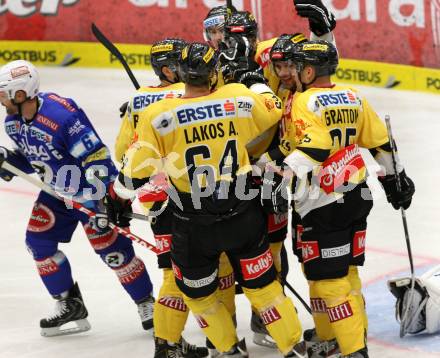 EBEL. Eishockey Bundesligal. EC VSV gegen UPC Vienna Capitals.  Torjubel (Caps). Villach, am 14.9.2012.
Foto: Kuess 


---
pressefotos, pressefotografie, kuess, qs, qspictures, sport, bild, bilder, bilddatenbank