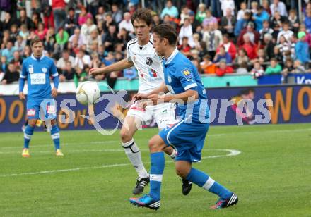 Fussball. Bundesliga. RZ Pellets WAC gegen SC Wiener Neustadt. Christian Falk,  (WAC), Christian Ramsebner (Wiener Neustadt). Wolfsberg, 15.9.2012.
Foto: Kuess

---
pressefotos, pressefotografie, kuess, qs, qspictures, sport, bild, bilder, bilddatenbank