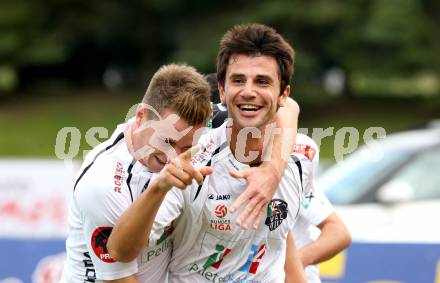 Fussball. Bundesliga. RZ Pellets WAC gegen SC Wiener Neustadt. Torjubel Mihret Topcagic, Michael Sollbauer (WAC). Wolfsberg, 15.9.2012.
Foto: Kuess

---
pressefotos, pressefotografie, kuess, qs, qspictures, sport, bild, bilder, bilddatenbank