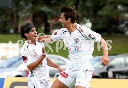 Fussball. Bundesliga. RZ Pellets WAC gegen SC Wiener Neustadt. Torjubel Mihret Topcagic, David De Paula Gallardo (WAC). Wolfsberg, 15.9.2012.
Foto: Kuess

---
pressefotos, pressefotografie, kuess, qs, qspictures, sport, bild, bilder, bilddatenbank