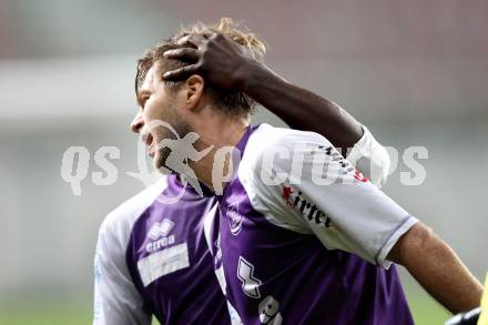 Fussball Regionalliga. SK Austria Klagenfurt gegen Pasching. Torjubel Boris HUettenbrenner (Klagenfurt). Klagenfurt, 15.9.2012. 
Foto: Kuess

---
pressefotos, pressefotografie, kuess, qs, qspictures, sport, bild, bilder, bilddatenbank