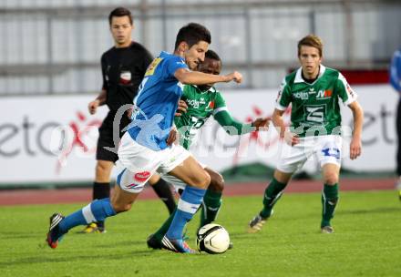 Fussball Regionalliga. VSV gegen SV Wallern. Michel Sandic,  (VSV), Harrison Kennedy (Wallern). Villach, 20.8.2012.
Foto: Kuess
---
pressefotos, pressefotografie, kuess, qs, qspictures, sport, bild, bilder, bilddatenbank