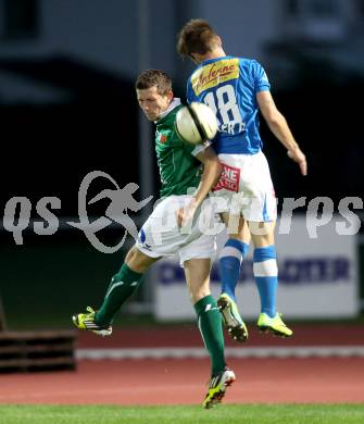 Fussball Regionalliga. VSV gegen SV Wallern. Daniel Pirker, (VSV), Horst Haidacher (Wallern). Villach, 20.8.2012.
Foto: Kuess
---
pressefotos, pressefotografie, kuess, qs, qspictures, sport, bild, bilder, bilddatenbank