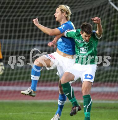 Fussball Regionalliga. VSV gegen SV Wallern. Johannes Isopp, (VSV), Robert Fekete (Wallern). Villach, 20.8.2012.
Foto: Kuess
---
pressefotos, pressefotografie, kuess, qs, qspictures, sport, bild, bilder, bilddatenbank