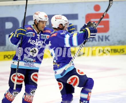 EBEL. Eishockey Bundesligal. EC VSV gegen HDD TELEMACH Olimpija Ljubljana. Torjubel John Hughes (VSV). Villach, am 21.9.2012.
Foto: Kuess 


---
pressefotos, pressefotografie, kuess, qs, qspictures, sport, bild, bilder, bilddatenbank