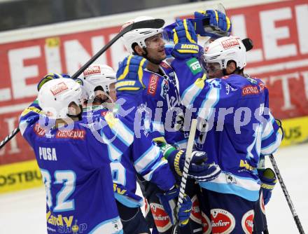 EBEL. Eishockey Bundesligal. EC VSV gegen HDD TELEMACH Olimpija Ljubljana. Torjubel VSV. Villach, am 21.9.2012.
Foto: Kuess 


---
pressefotos, pressefotografie, kuess, qs, qspictures, sport, bild, bilder, bilddatenbank