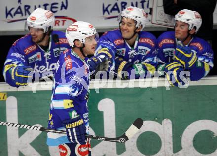 EBEL. Eishockey Bundesligal. EC VSV gegen HDD TELEMACH Olimpija Ljubljana. Torjubel John Hughes (VSV). Villach, am 21.9.2012.
Foto: Kuess 


---
pressefotos, pressefotografie, kuess, qs, qspictures, sport, bild, bilder, bilddatenbank