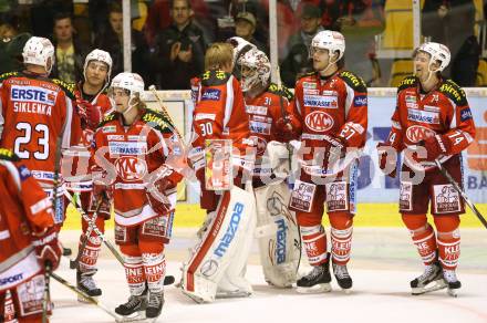 EBEL. Eishockey Bundesliga. EC KAC gegen KHL Medvescak Zagreb.  Schlussjubel . Klagenfurt, am 21.9.2012.
Foto: Kuess 


---
pressefotos, pressefotografie, kuess, qs, qspictures, sport, bild, bilder, bilddatenbank