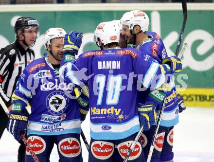 EBEL. Eishockey Bundesligal. EC VSV gegen HDD TELEMACH Olimpija Ljubljana.  Torjubel VSV. Villach, am 21.9.2012.
Foto: Kuess 


---
pressefotos, pressefotografie, kuess, qs, qspictures, sport, bild, bilder, bilddatenbank