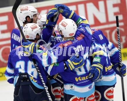 EBEL. Eishockey Bundesligal. EC VSV gegen HDD TELEMACH Olimpija Ljubljana. Torjubel VSV. Villach, am 21.9.2012.
Foto: Kuess 


---
pressefotos, pressefotografie, kuess, qs, qspictures, sport, bild, bilder, bilddatenbank