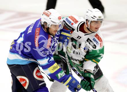 EBEL. Eishockey Bundesligal. EC VSV gegen HDD TELEMACH Olimpija Ljubljana. Benjamin Petrik (VSV), RATCHUK Michael (Laibach). Villach, am 21.9.2012.
Foto: Kuess 


---
pressefotos, pressefotografie, kuess, qs, qspictures, sport, bild, bilder, bilddatenbank