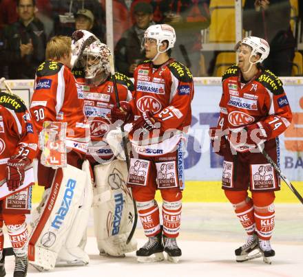 EBEL. Eishockey Bundesliga. EC KAC gegen KHL Medvescak Zagreb.  Schlussjubel . Klagenfurt, am 21.9.2012.
Foto: Kuess 


---
pressefotos, pressefotografie, kuess, qs, qspictures, sport, bild, bilder, bilddatenbank