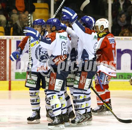 EBEL. Eishockey Bundesliga. EC KAC gegen KHL Medvescak Zagreb.  Torjubel (Zagreb). Klagenfurt, am 21.9.2012.
Foto: Kuess 


---
pressefotos, pressefotografie, kuess, qs, qspictures, sport, bild, bilder, bilddatenbank