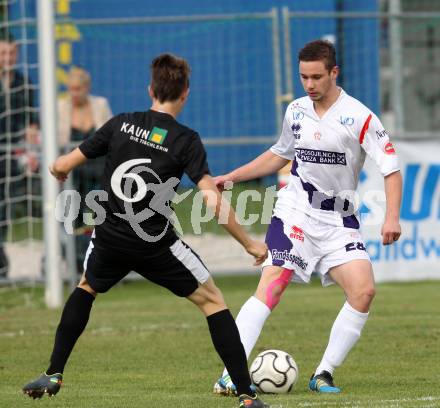 Fussball Regionalliga. SAK gegen St. Florian. Patrick Lausegger, (SAK), Rene Renner (St.Florian). Klagenfurt, 22.9.2012.
Foto: Kuess
---
pressefotos, pressefotografie, kuess, qs, qspictures, sport, bild, bilder, bilddatenbank