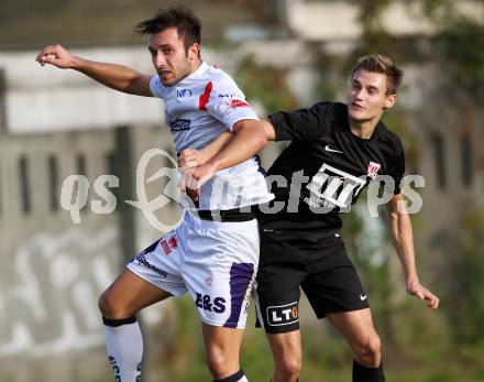 Fussball Regionalliga. SAK gegen St. Florian. Murat Veliu,  (SAK), Dominic Winkler (St.Florian). Klagenfurt, 22.9.2012.
Foto: Kuess
---
pressefotos, pressefotografie, kuess, qs, qspictures, sport, bild, bilder, bilddatenbank