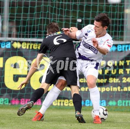 Fussball Regionalliga. SAK gegen St. Florian. Darjan Aleksic,  (SAK), Rene Renner (St.Florian). Klagenfurt, 22.9.2012.
Foto: Kuess
---
pressefotos, pressefotografie, kuess, qs, qspictures, sport, bild, bilder, bilddatenbank