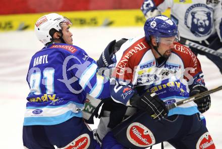 EBEL. Eishockey Bundesliga. VSV gegen Medvescak Zagreb. Nikolaus Hartl (VSV), Alan Letang (Zagreb). Villach, am 23.9.2012.
Foto: Kuess
---
pressefotos, pressefotografie, kuess, qs, qspictures, sport, bild, bilder, bilddatenbank