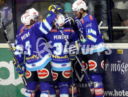 EBEL. Eishockey Bundesligal. EC VSV gegen KHL Medvescak Zagreb. Jubel VSV. Villach, am 23.9.2012.
Foto: Kuess 


---
pressefotos, pressefotografie, kuess, qs, qspictures, sport, bild, bilder, bilddatenbank