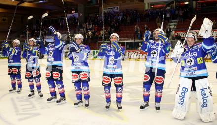 EBEL. Eishockey Bundesligal. EC VSV gegen KHL Medvescak Zagreb. Jubel VSV. Villach, am 23.9.2012.
Foto: Kuess 


---
pressefotos, pressefotografie, kuess, qs, qspictures, sport, bild, bilder, bilddatenbank