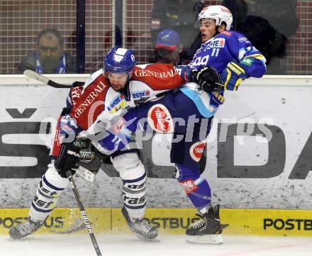 EBEL. Eishockey Bundesligal. EC VSV gegen KHL Medvescak Zagreb. Derek Ryan,  (VSV), Alan Letang (Zagreb). Villach, am 23.9.2012.
Foto: Kuess 


---
pressefotos, pressefotografie, kuess, qs, qspictures, sport, bild, bilder, bilddatenbank