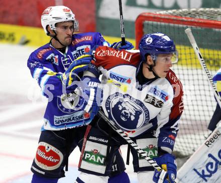 EBEL. Eishockey Bundesligal. EC VSV gegen KHL Medvescak Zagreb. Klemen Pretnar,  (VSV), David Brine (Zagreb). Villach, am 23.9.2012.
Foto: Kuess 


---
pressefotos, pressefotografie, kuess, qs, qspictures, sport, bild, bilder, bilddatenbank