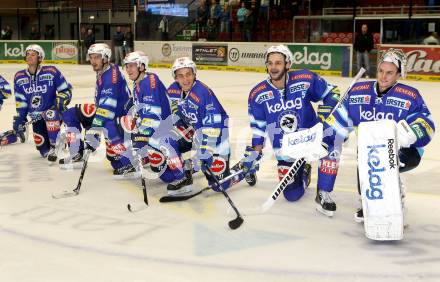 EBEL. Eishockey Bundesligal. EC VSV gegen KHL Medvescak Zagreb. Jubel VSV. Villach, am 23.9.2012.
Foto: Kuess 


---
pressefotos, pressefotografie, kuess, qs, qspictures, sport, bild, bilder, bilddatenbank