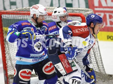 EBEL. Eishockey Bundesliga. VSV gegen Medvescak Zagreb. Markus Peintner (VSV), David Brine (Zagreb). Villach, am 23.9.2012.
Foto: Kuess
---
pressefotos, pressefotografie, kuess, qs, qspictures, sport, bild, bilder, bilddatenbank