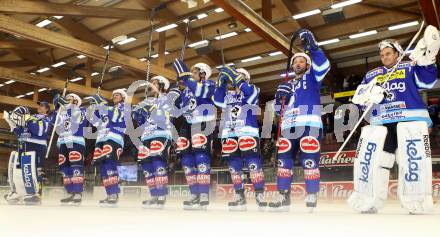 EBEL. Eishockey Bundesligal. EC VSV gegen HC Orli Znojmo. Jubel VSV. Villach, am 28.9.2012.
Foto: Kuess 


---
pressefotos, pressefotografie, kuess, qs, qspictures, sport, bild, bilder, bilddatenbank