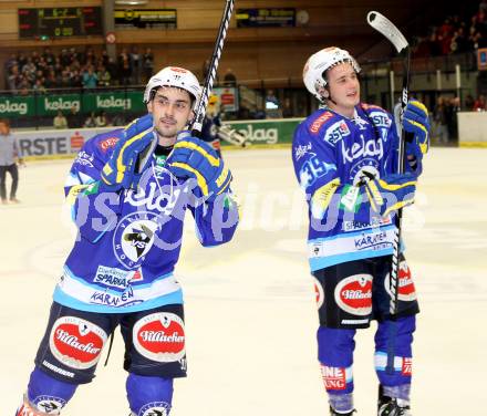 EBEL. Eishockey Bundesligal. EC VSV gegen HC Orli Znojmo. Klemen Pretnar, Patrick Platzer (VSV). Villach, am 28.9.2012.
Foto: Kuess 


---
pressefotos, pressefotografie, kuess, qs, qspictures, sport, bild, bilder, bilddatenbank