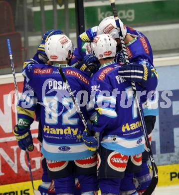 EBEL. Eishockey Bundesligal. EC VSV gegen HC Orli Znojmo. Torjubel VSV. Villach, am 28.9.2012.
Foto: Kuess 


---
pressefotos, pressefotografie, kuess, qs, qspictures, sport, bild, bilder, bilddatenbank