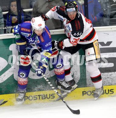 EBEL. Eishockey Bundesligal. EC VSV gegen HC Orli Znojmo. Andreas Wiedergut,  (VSV), Jiri Beroun (Znojmo). Villach, am 28.9.2012.
Foto: Kuess 


---
pressefotos, pressefotografie, kuess, qs, qspictures, sport, bild, bilder, bilddatenbank