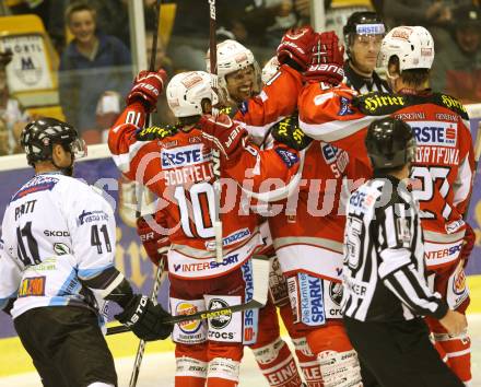 EBEL. Eishockey Bundesliga. EC KAC gegen SAPA Fehervar AV19.  Torjubel KAC. Klagenfurt, am 28.9.2012.
Foto: Kuess 


---
pressefotos, pressefotografie, kuess, qs, qspictures, sport, bild, bilder, bilddatenbank