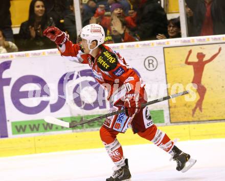 EBEL. Eishockey Bundesliga. EC KAC gegen SAPA Fehervar AV19.  Jubel Tyler Scofield (KAC). Klagenfurt, am 28.9.2012.
Foto: Kuess 


---
pressefotos, pressefotografie, kuess, qs, qspictures, sport, bild, bilder, bilddatenbank