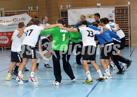 Handball Bundesliga. HC Kelag Kaernten gegn HC ece bulls Bruck. Jubel Bruck. Viktring, am 29.9.2012.
Foto: Kuess
---
pressefotos, pressefotografie, kuess, qs, qspictures, sport, bild, bilder, bilddatenbank