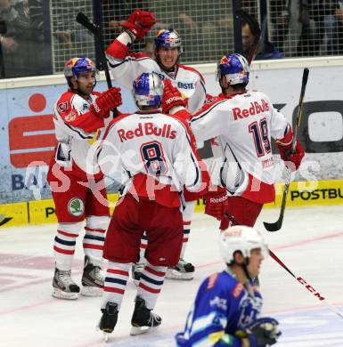 EBEL. Eishockey Bundesligal. EC VSV gegen EC Red Bull Salzburg.  Torjubel (Salzburg). Villach, am 5.10.2012.
Foto: Kuess 


---
pressefotos, pressefotografie, kuess, qs, qspictures, sport, bild, bilder, bilddatenbank