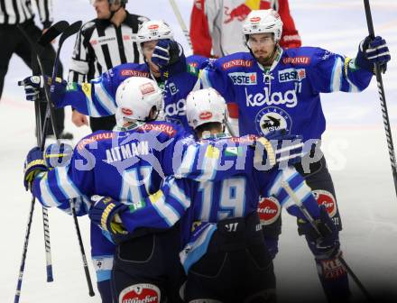 EBEL. Eishockey Bundesligal. EC VSV gegen EC Red Bull Salzburg.  Torjubel (VSV). Villach, am 5.10.2012.
Foto: Kuess 


---
pressefotos, pressefotografie, kuess, qs, qspictures, sport, bild, bilder, bilddatenbank