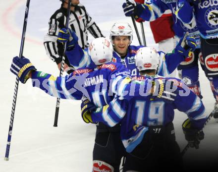 EBEL. Eishockey Bundesligal. EC VSV gegen EC Red Bull Salzburg. Torjubel (VSV). Villach, am 5.10.2012.
Foto: Kuess 


---
pressefotos, pressefotografie, kuess, qs, qspictures, sport, bild, bilder, bilddatenbank