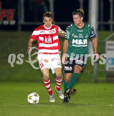 Fussball Regionalliga. Feldkirchen gegen GAK. Mathias Regal, (Feldkirchen), Michael Hofer (GAK). Feldkirchen, 5.10.2012.
Foto: Kuess
---
pressefotos, pressefotografie, kuess, qs, qspictures, sport, bild, bilder, bilddatenbank