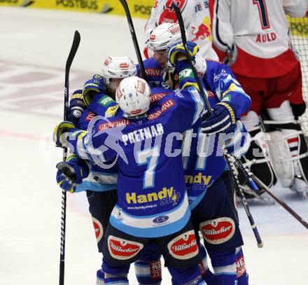 EBEL. Eishockey Bundesligal. EC VSV gegen EC Red Bull Salzburg. Torjubel (VSV). Villach, am 5.10.2012.
Foto: Kuess 


---
pressefotos, pressefotografie, kuess, qs, qspictures, sport, bild, bilder, bilddatenbank