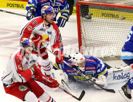 EBEL. Eishockey Bundesligal. EC VSV gegen EC Red Bull Salzburg. Jean Philippe Lamoureux,   (VSV), Justin Keller (Salzburg). Villach, am 5.10.2012.
Foto: Kuess 


---
pressefotos, pressefotografie, kuess, qs, qspictures, sport, bild, bilder, bilddatenbank