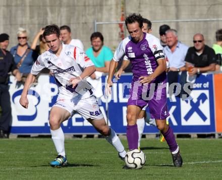 Fussball Regionalliga. SAK gegen SK Austria Klagenfurt.  Patrick Lausegger (SAK), Matthias Dollinger, (Austria Klagenfurt). Klagenfurt, 6.10.2012.
Foto: Kuess
---
pressefotos, pressefotografie, kuess, qs, qspictures, sport, bild, bilder, bilddatenbank