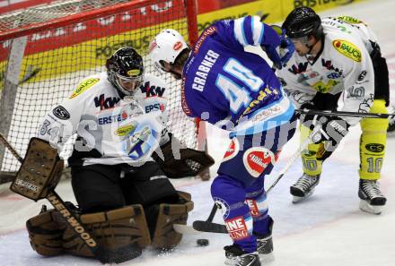 EBEL. Eishockey Bundesligal. EC VSV gegen Dornbirner Eishockey Club.  Michael Grabner, (VSV), ENZENHOFER Hannes, KOZEK Andrew Jacob (Dornbirn). Villach, am 7.10.2012.
Foto: Kuess 


---
pressefotos, pressefotografie, kuess, qs, qspictures, sport, bild, bilder, bilddatenbank