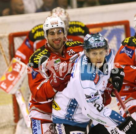 EBEL. Eishockey Bundesliga. EC KAC gegen EHC LIWEST Linz.  Martin Schumnig, (KAC), Philipp Lukas  (Linz). Klagenfurt, am 7.10.2012.
Foto: Kuess 


---
pressefotos, pressefotografie, kuess, qs, qspictures, sport, bild, bilder, bilddatenbank