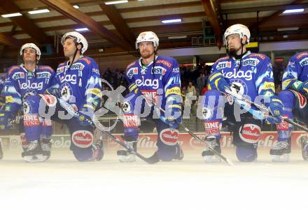 EBEL. Eishockey Bundesligal. EC VSV gegen Dornbirner Eishockey Club.  Derek Ryan, Derek Damon, Michael Grabner, Markus Peintner (VSV). Villach, am 7.10.2012.
Foto: Kuess 


---
pressefotos, pressefotografie, kuess, qs, qspictures, sport, bild, bilder, bilddatenbank