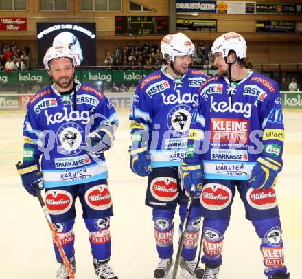 EBEL. Eishockey Bundesligal. EC VSV gegen Dornbirner Eishockey Club.  Gerhard Unterluggauer, Benjamin Petrik, Michael Grabner (VSV). Villach, am 7.10.2012.
Foto: Kuess 


---
pressefotos, pressefotografie, kuess, qs, qspictures, sport, bild, bilder, bilddatenbank