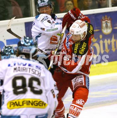 EBEL. Eishockey Bundesliga. EC KAC gegen EHC LIWEST Linz.  John Lammers, (KAC), Andrew Hedlund  (Linz). Klagenfurt, am 7.10.2012.
Foto: Kuess 


---
pressefotos, pressefotografie, kuess, qs, qspictures, sport, bild, bilder, bilddatenbank