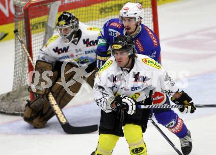 EBEL. Eishockey Bundesligal. EC VSV gegen Dornbirner Eishockey Club.  Justin Taylor (VSV), AARSSEN Scott Andrew (Dornbirn). Villach, am 7.10.2012.
Foto: Kuess 


---
pressefotos, pressefotografie, kuess, qs, qspictures, sport, bild, bilder, bilddatenbank