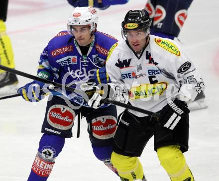 EBEL. Eishockey Bundesligal. EC VSV gegen Dornbirner Eishockey Club.  Klemen Pretnar (VSV), BOIS Daniel (Dornbirn). Villach, am 7.10.2012.
Foto: Kuess 


---
pressefotos, pressefotografie, kuess, qs, qspictures, sport, bild, bilder, bilddatenbank