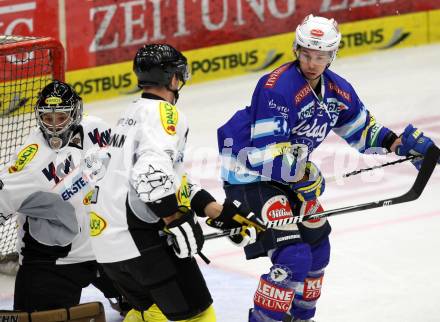 EBEL. Eishockey Bundesligal. EC VSV gegen Dornbirner Eishockey Club.  Marco Pewal (VSV), ENZENHOFER Hannes; MAGNAN-GRENIER Olivier (Dornbirn). Villach, am 7.10.2012.
Foto: Kuess 


---
pressefotos, pressefotografie, kuess, qs, qspictures, sport, bild, bilder, bilddatenbank